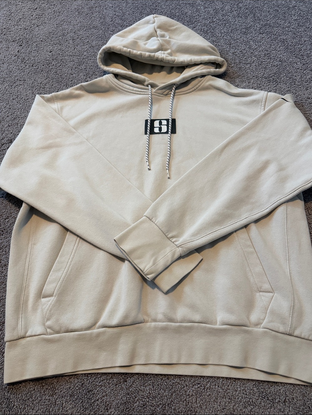 Nike Light Beige/Tan Pullover Hoodie with Black Logo